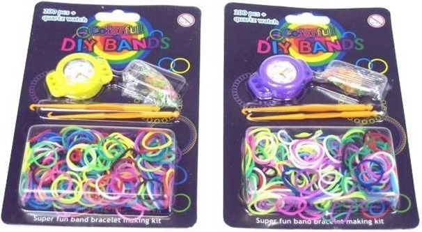 Set zum Armbänder-Basteln mit Gummibändern und Uhr