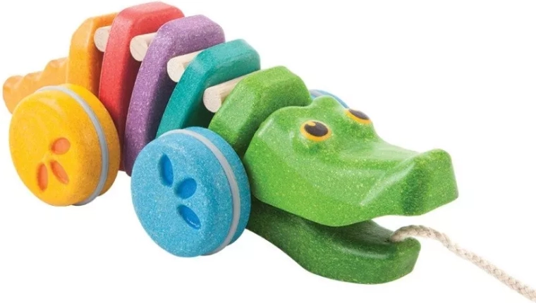 PlanToys tanzendes Krokodil in Regenbogenfarben