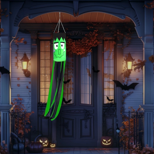 Halloween-Windspiel Frankenstein grün 122 cm