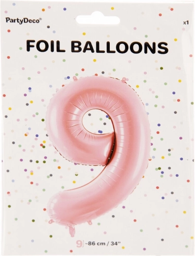 Folienballon Zahl 9, rosa, 86 cm