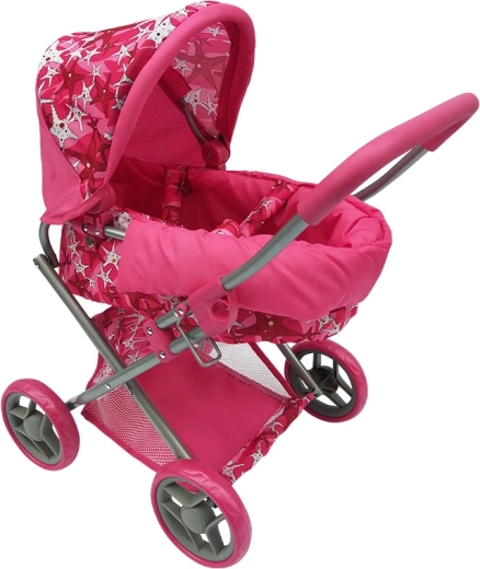 Tiefer Puppenwagen – rosa mit Sternchen