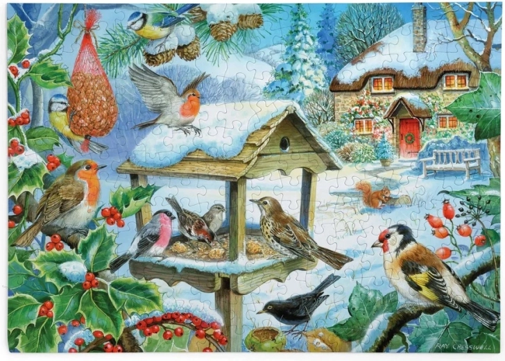 House of Puzzles Puzzle Vögel am Futterhäuschen, 250 große Teile
