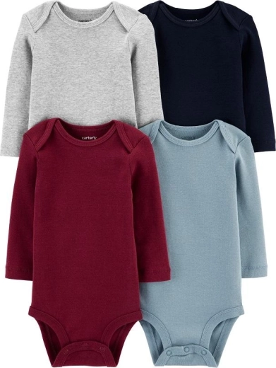 Carter's Baby-Bodys mit langen Ärmeln für Jungen, 4er-Set, Größe 56 (NB)