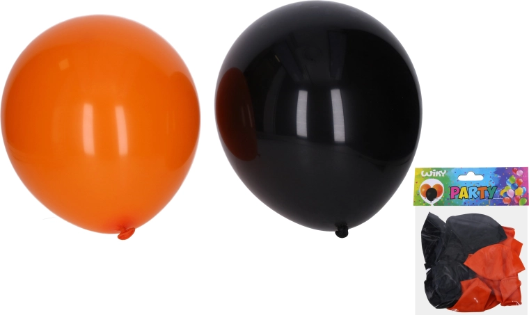 Luftballons zum Aufblasen 30 cm – Set mit 10 Stück Halloween (schwarz und orange)