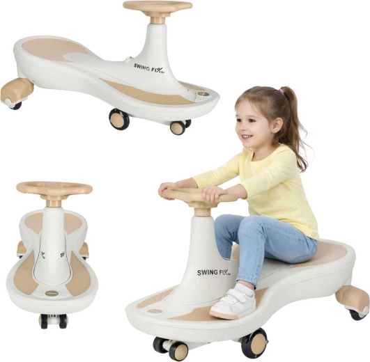 Kinder-Gravitationsrutscher Swing Fix S4 mit LED-Rädern und Musik, beige-weiß
