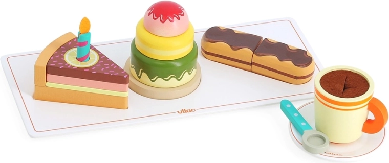 Vilac Holz-Set für Kinder-Café mit Süßigkeiten