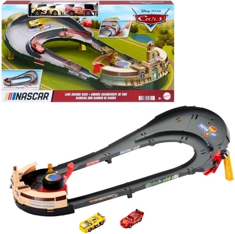 Disney und Pixar Cars NASCAR-Rennstrecke mit 2 Autos
