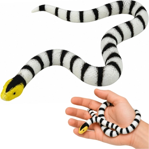 Realistischer Gummischlange schwarz-weiß 33 cm