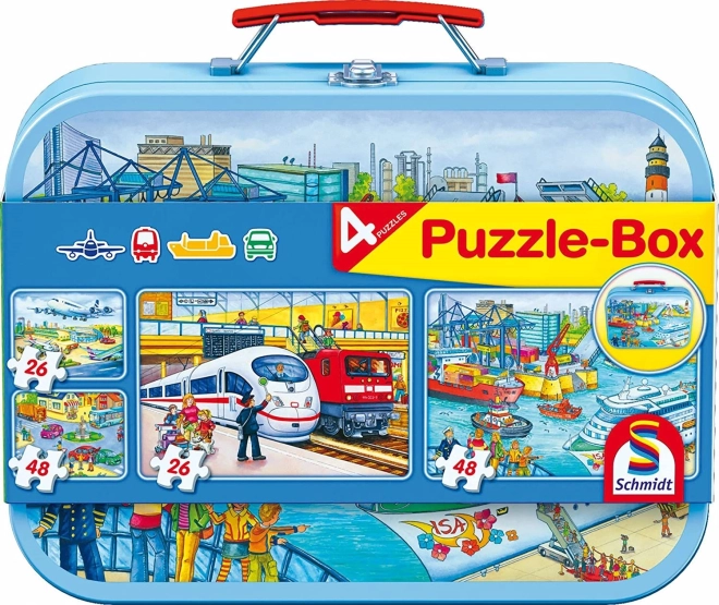 Puzzle Verkehr 4-in-1 im Blechkoffer