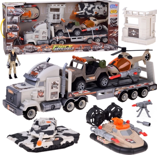 Großes Militär-Spielset mit Lastwagen, Panzer und Hubschrauber