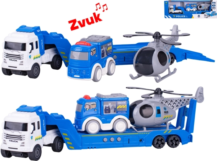 Lastwagen mit Schwungrad und Soundeffekten, 30 cm – Polizei-Set