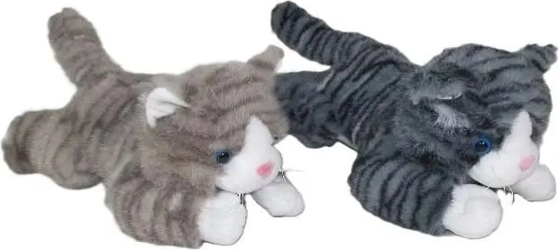 Plüschkatze in liegender Position mit Geräusch, 30 cm – 1 Stück