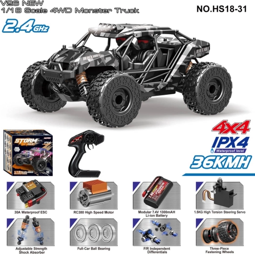 RC-Geländewagen Storm 1:18 mit Allradantrieb