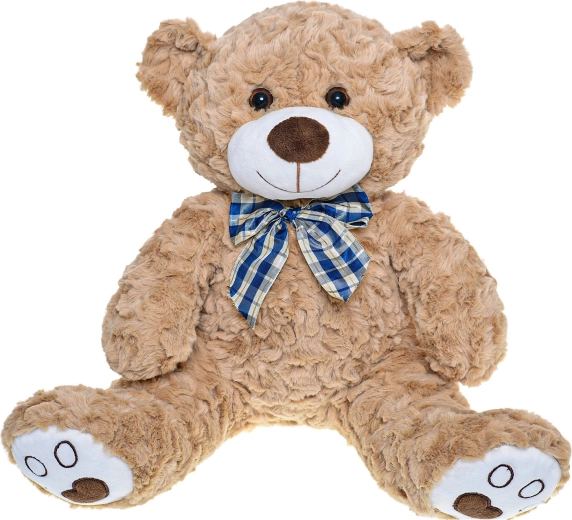 Hellbrauner sitzender Plüschbär mit Schleife 30 cm