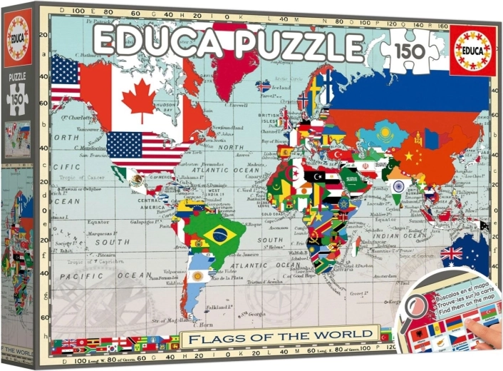 Educa Puzzle Weltkarte mit Flaggen 150 Teile