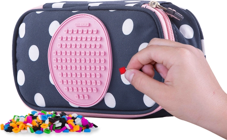Pixie Crew Schüler-Etui blau mit weißen Punkten