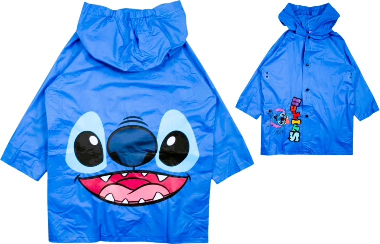 Kinder-Regenmantel Disney Stitch blau mit Kapuze