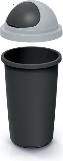 Mülleimer 50 l mit Deckel, recyceltes Schwarz und Hellgrau