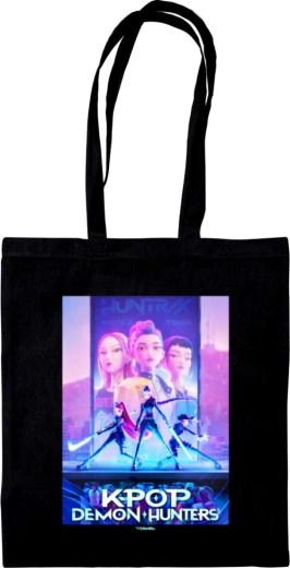 Canvas-Tasche K-pop Demon Hunters schwarz mit Key-Art-Motiv