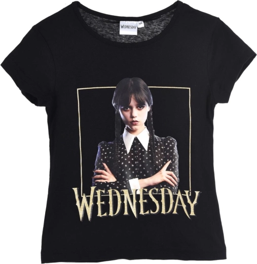 Schwarzes Baumwoll-T-Shirt Wednesday
