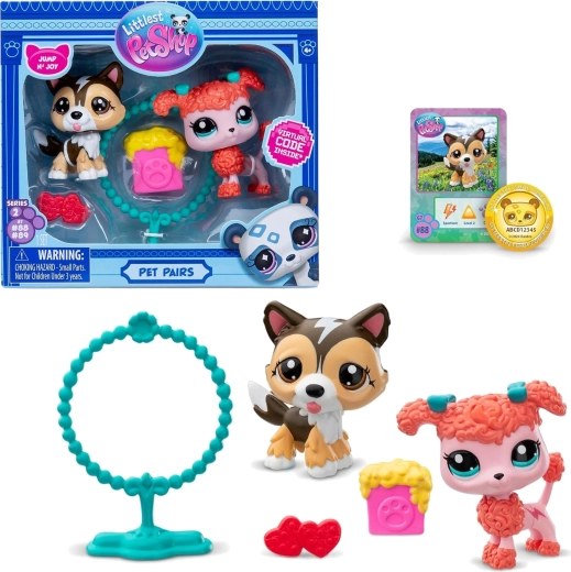 Hasbro Littlest Pet Shop Pet Pairs Jump N' Joy – Set mit Hundefiguren und Zubehör