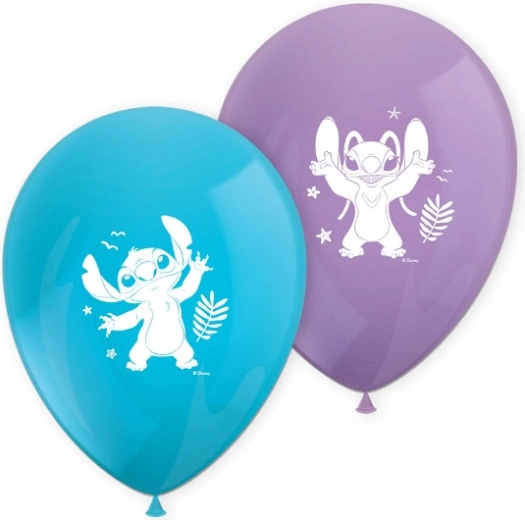 Latexballons DISNEY Stitch und Angel 28 cm, Set 8 Stk.