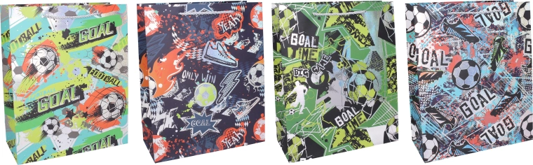 Geschenkpapiertüte M 26 × 32 × 10 cm – Fußballmotiv
