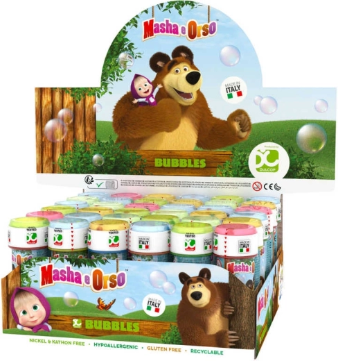 Seifenblasen Masha und der Bär 60 ml mit Mini-Spiel im Deckel – 1 Stück