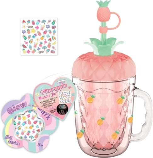 Hot Focus Kinderbecher mit Strohhalm und Ananas-Stickern