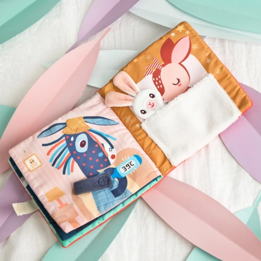 Lilliputiens Textilbuch mit Aktivitäten, Rehkitz Stella und Kuscheltier