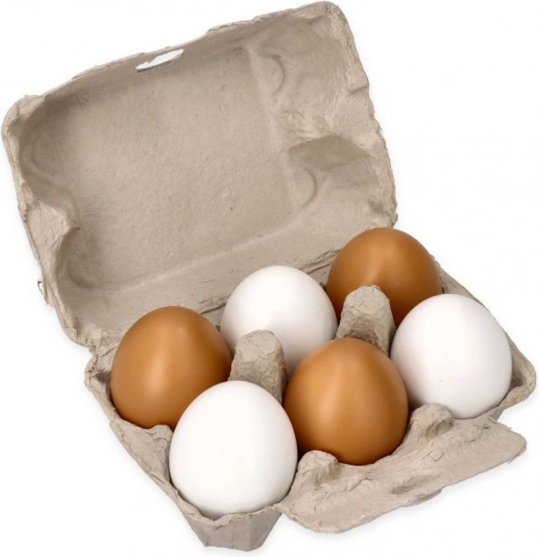 Holzeier im Karton, 6 Stück