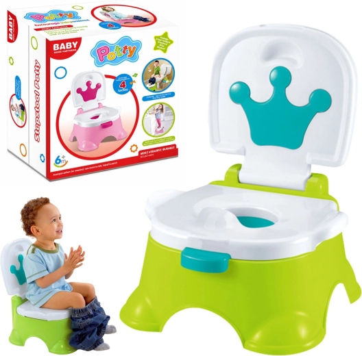 Interaktiver Musik-Kindertopf 5-in-1, grün mit blauer Krone