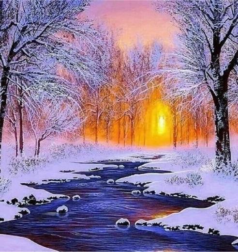 Norimpex Diamantmalerei Bach im Winter 30 × 40 cm
