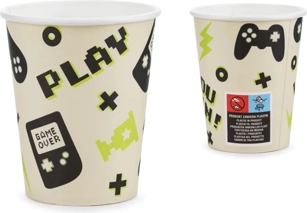 Gamer Pappbecher 220 ml – Mix aus Designs