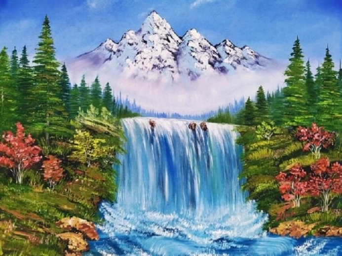 Norimpex Diamantmalerei Berg über dem Wasserfall im Herbst 30 × 40 cm