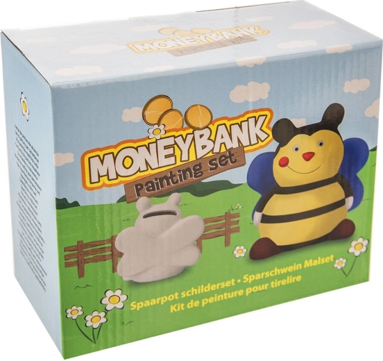 Kreativset zum Bemalen – Bienen-Spardose aus Keramik (8 Stk.) mit Farben