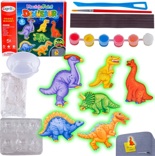 ColorDay Kreativset zur Herstellung von Dino-Magneten Glow (Gießen und Bemalen)
