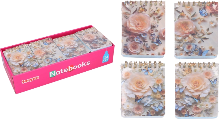 Spiralgebundenes liniertes Notizbuch Blumen - 1 Stück