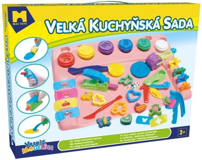 Mac Toys großes Küchen-Set zum Kneten mit Unterlage, rosa