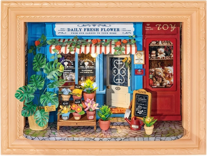 RoboTime 3D-Holzpuzzle im Rahmen – Blumenladen „Fresh Flower“