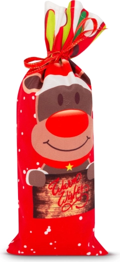 Weihnachtlicher Flaschenhalter mit Rentiermotiv und Schleife