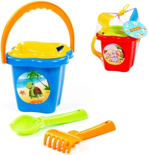 Sandspielzeug-Set mit Blumen-Eimer – mittel