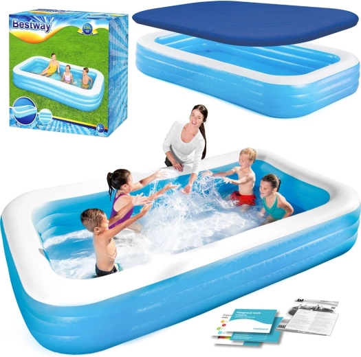 Aufblasbares Familienbecken mit Abdeckplane 305 × 183 × 56 cm BESTWAY