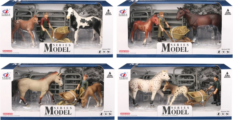 Bauernhoftiere – Set Pferd mit Fohlen (4 Varianten)