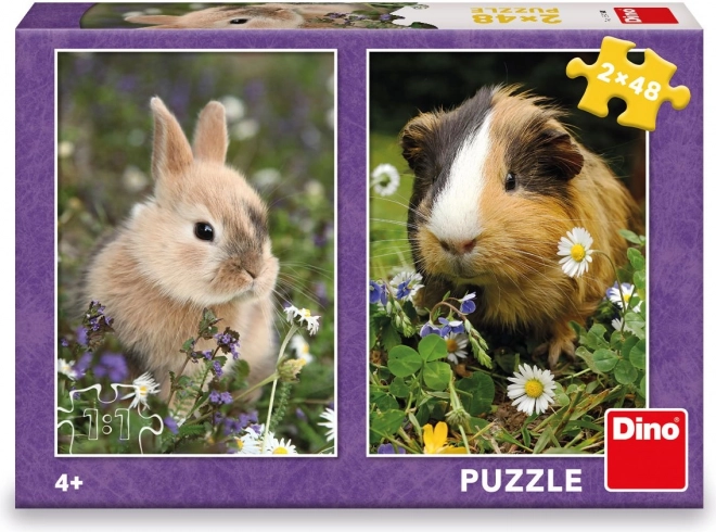 Kinderpuzzle Häschen und Meerschweinchen 2×48 Teile