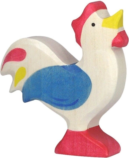 Holztiger blauer Hahn – 1 Stück