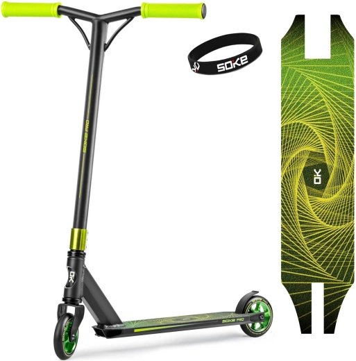 Soke Pro gelb-grüner Freestyle-Scooter