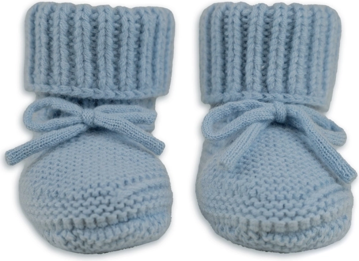 Lodger gestrickte Merino-Booties blue fogg 0–6 Monate