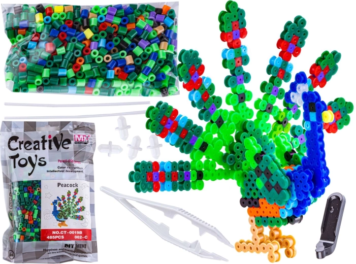 Bügelperlen 3D – Pfau im Beutel