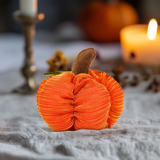 Halloween-Kürbis aus Textil 7 × 7 × 7 cm